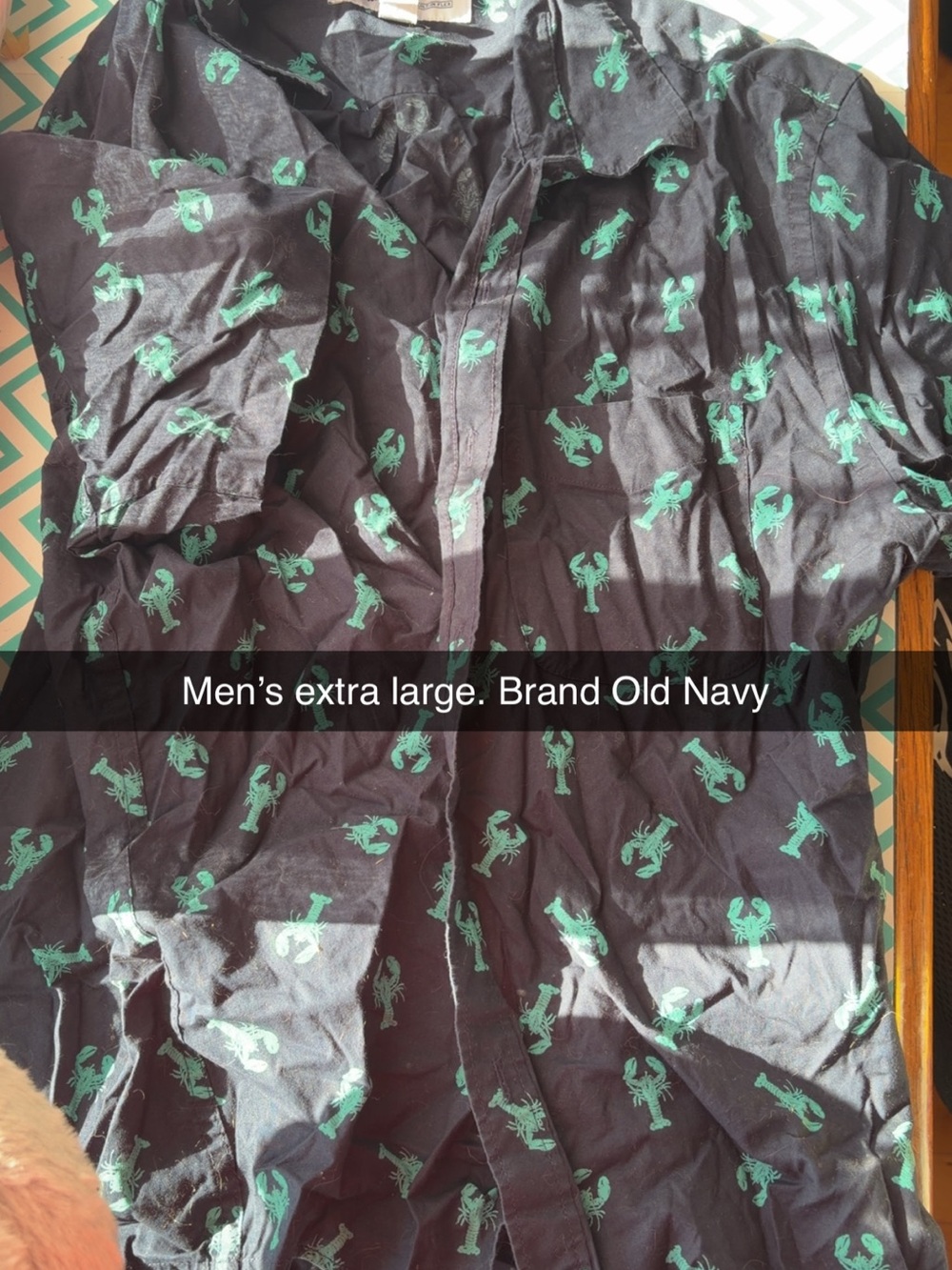 Men’s Old Navy Button-Up Shirt with Green Lobster Print